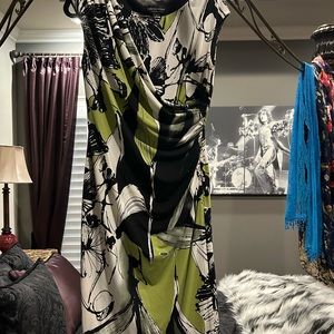 Connected apparel dress. Beautiful bright faux wrap design.